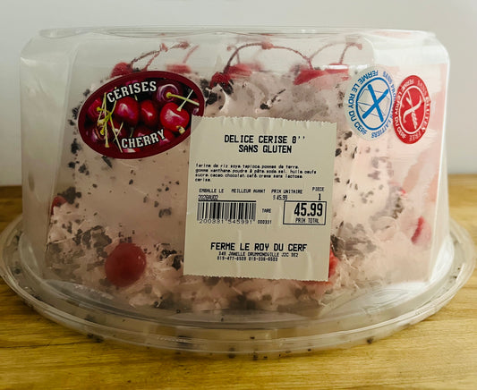Gâteau Délice au cerise 8" SANS GLUTEN & SANS LACTOSE